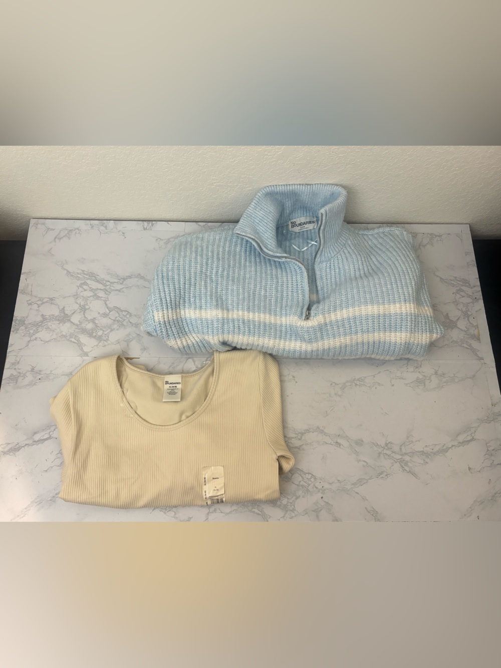 No Boundaries Womens Sweater Ribbed Top Lot Of 2 Sz XL 16-18 1/4 Zip Pullover - Picture 1 of 8
